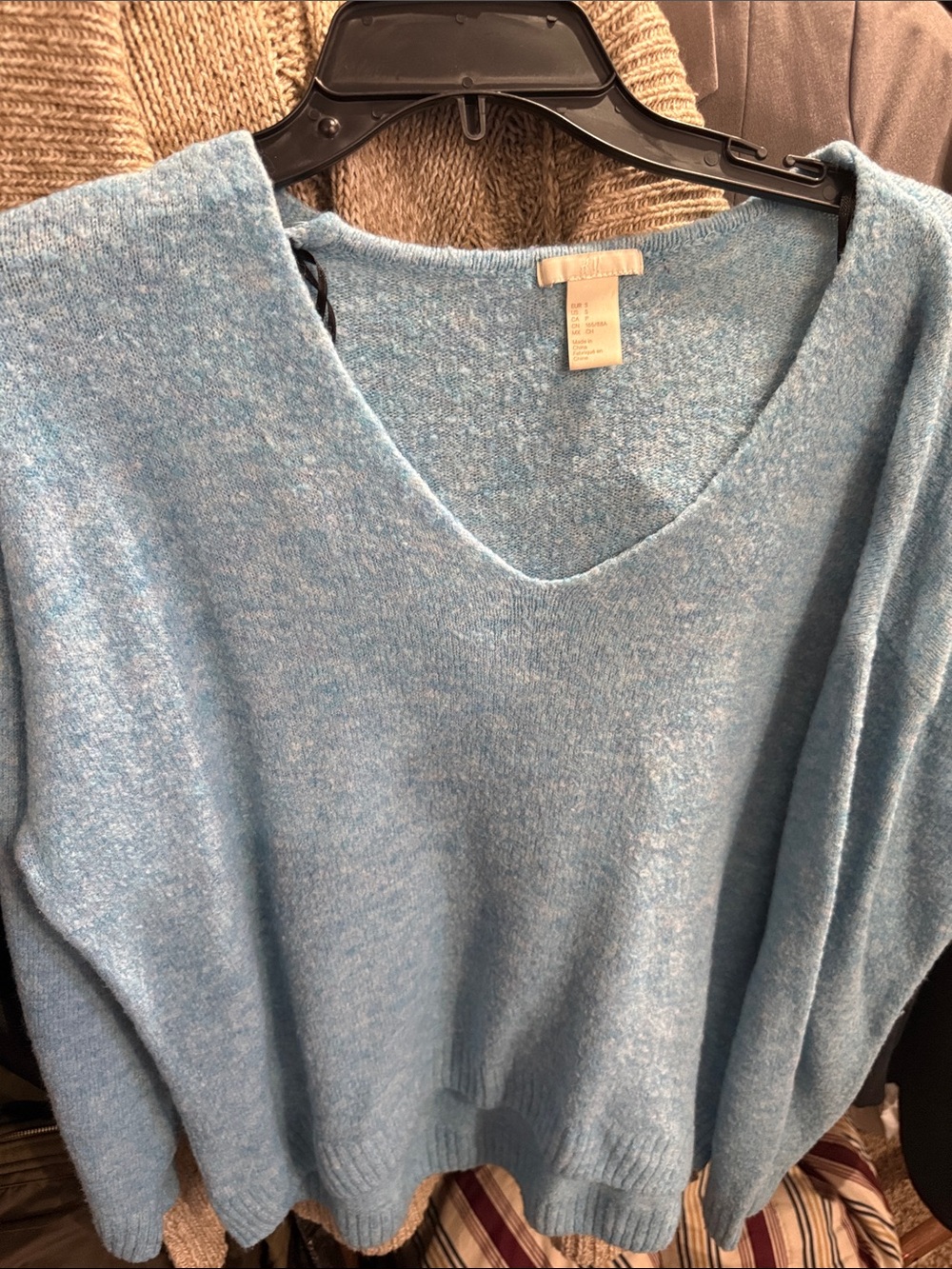 Light Blue V-Neck Women's Sweater